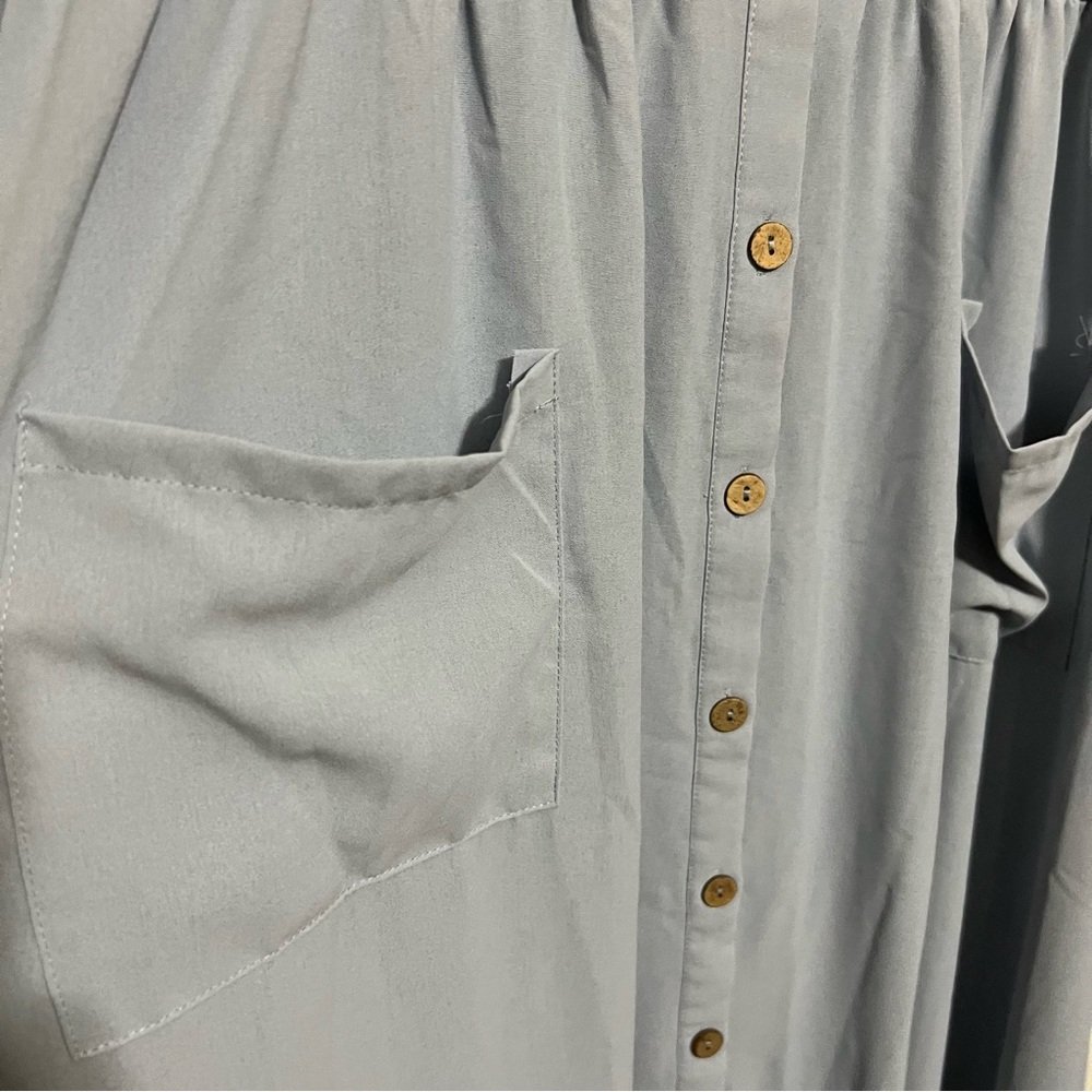 SHEIN Maternity Lantern Sleeve Patch Pocket Button Front Dress Size M - Picture 5 of 8